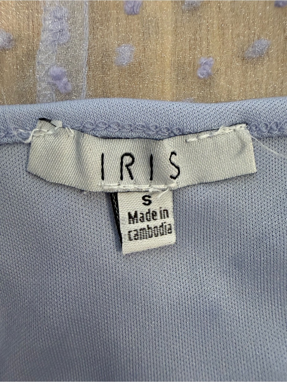 NWT IRIS Lavender Swiss Dot Sheer Mesh Flutter Sleeve Top – Size Small - Picture 10 of 10